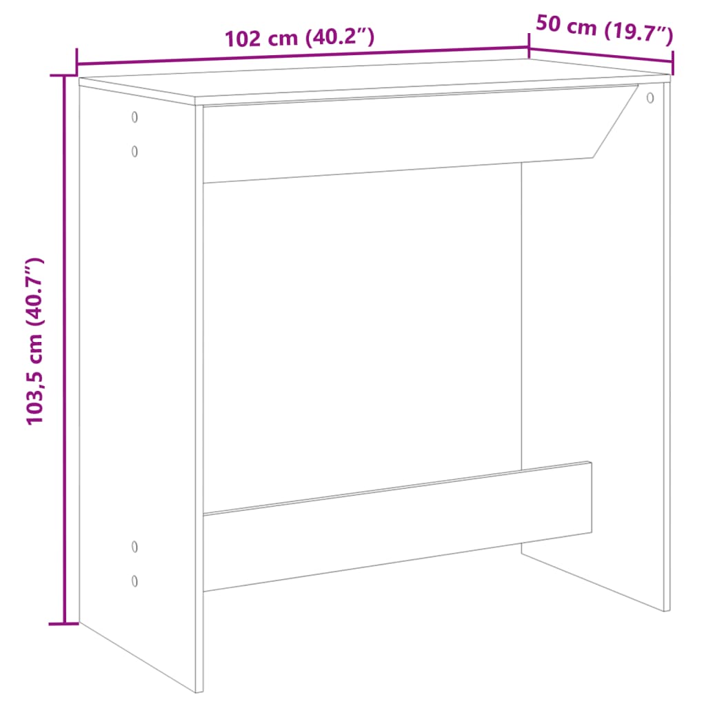Barbord artisian-ek 102x50x103,5 cm konstruerat trä