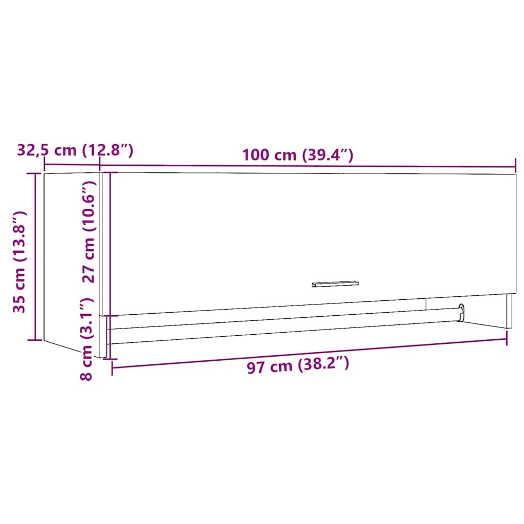 Klädhängare åldrat trä 100x32,5x35 cm konstruerat trä