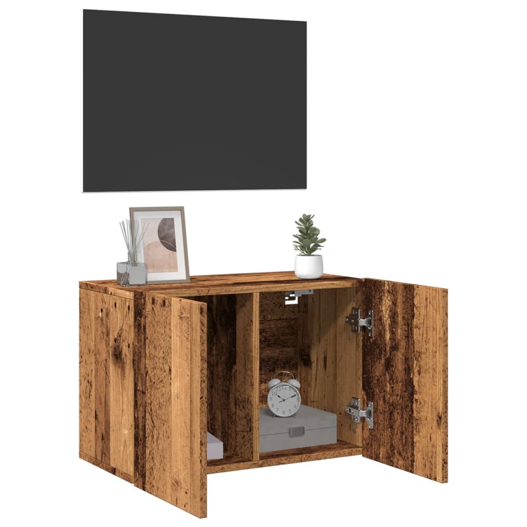 Väggmonterad tv-bänk gammalt trä 60x30x41 cm