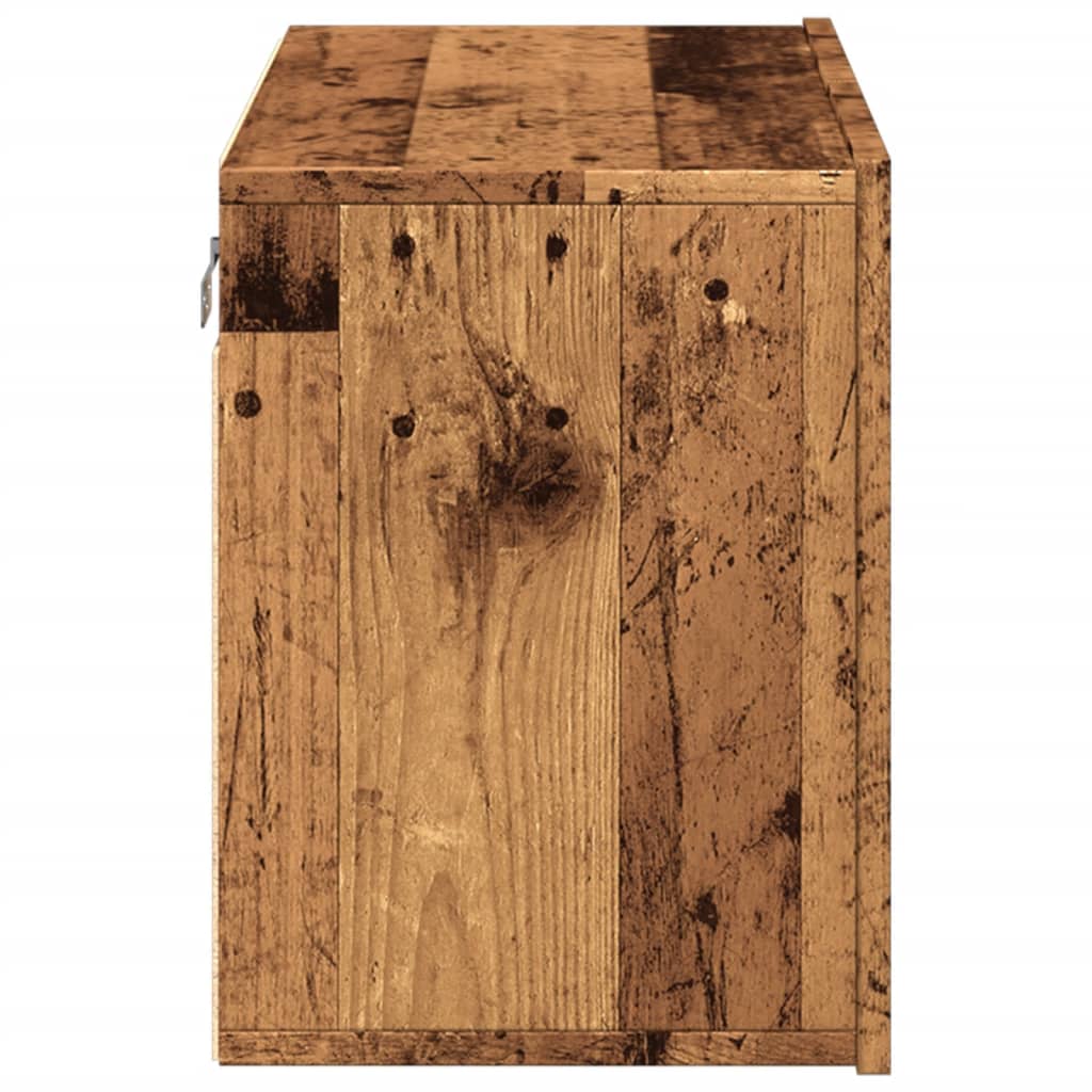 Väggmonterad tv-bänk gammalt trä 60x30x41 cm