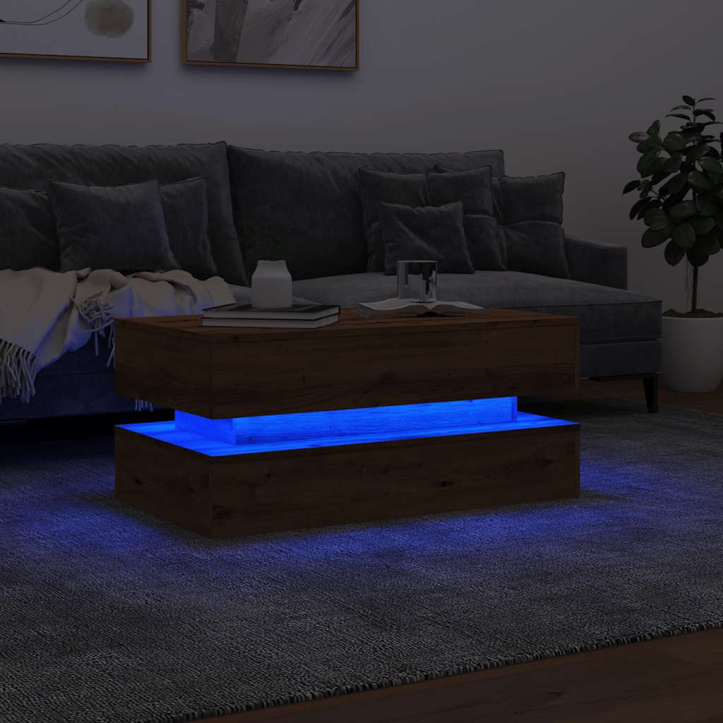 Soffbord med LED ek 90x50x40 cm