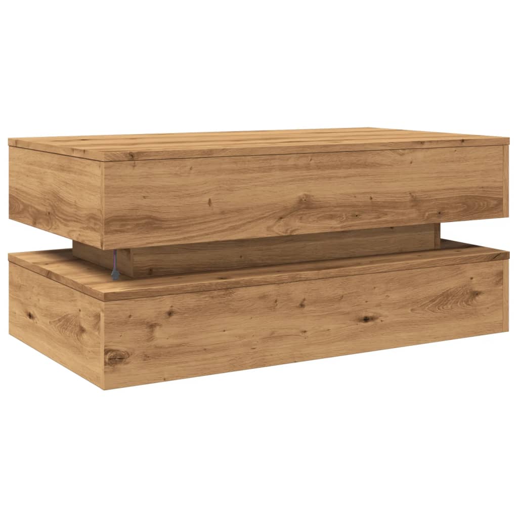 Soffbord med LED ek 90x50x40 cm