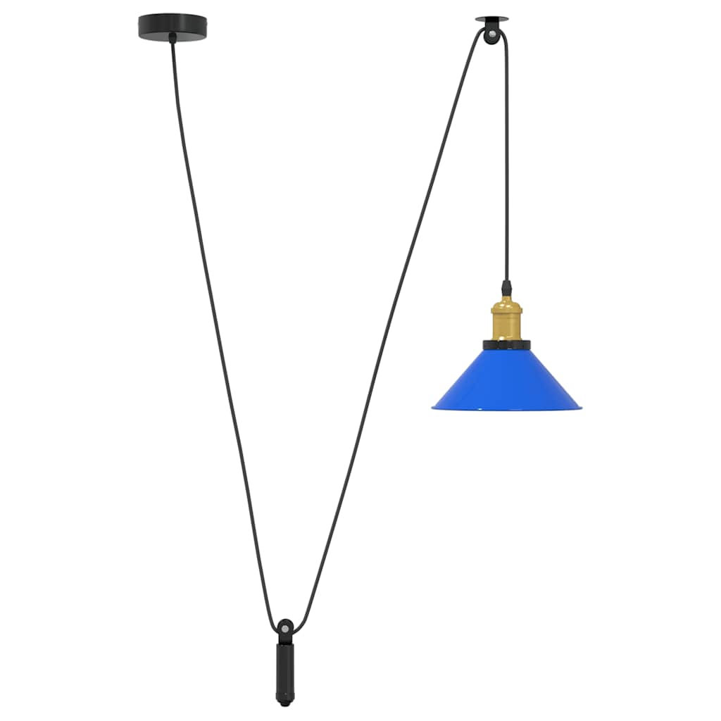 Pendellampa höjdjusterbar E27 glans mörkblå Ø 22 cm metall