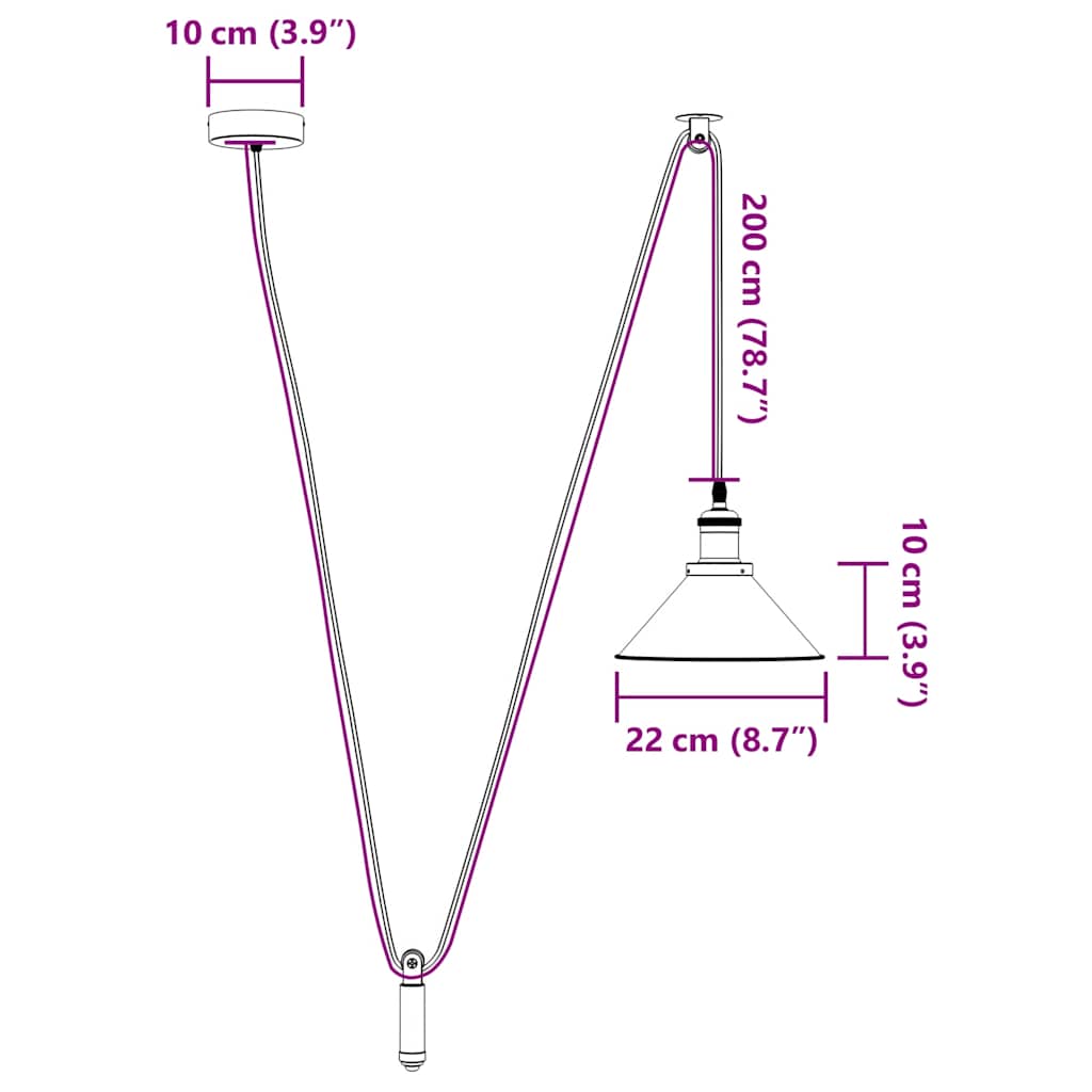 Pendellampa höjdjusterbar E27 glans mörkblå Ø 22 cm metall