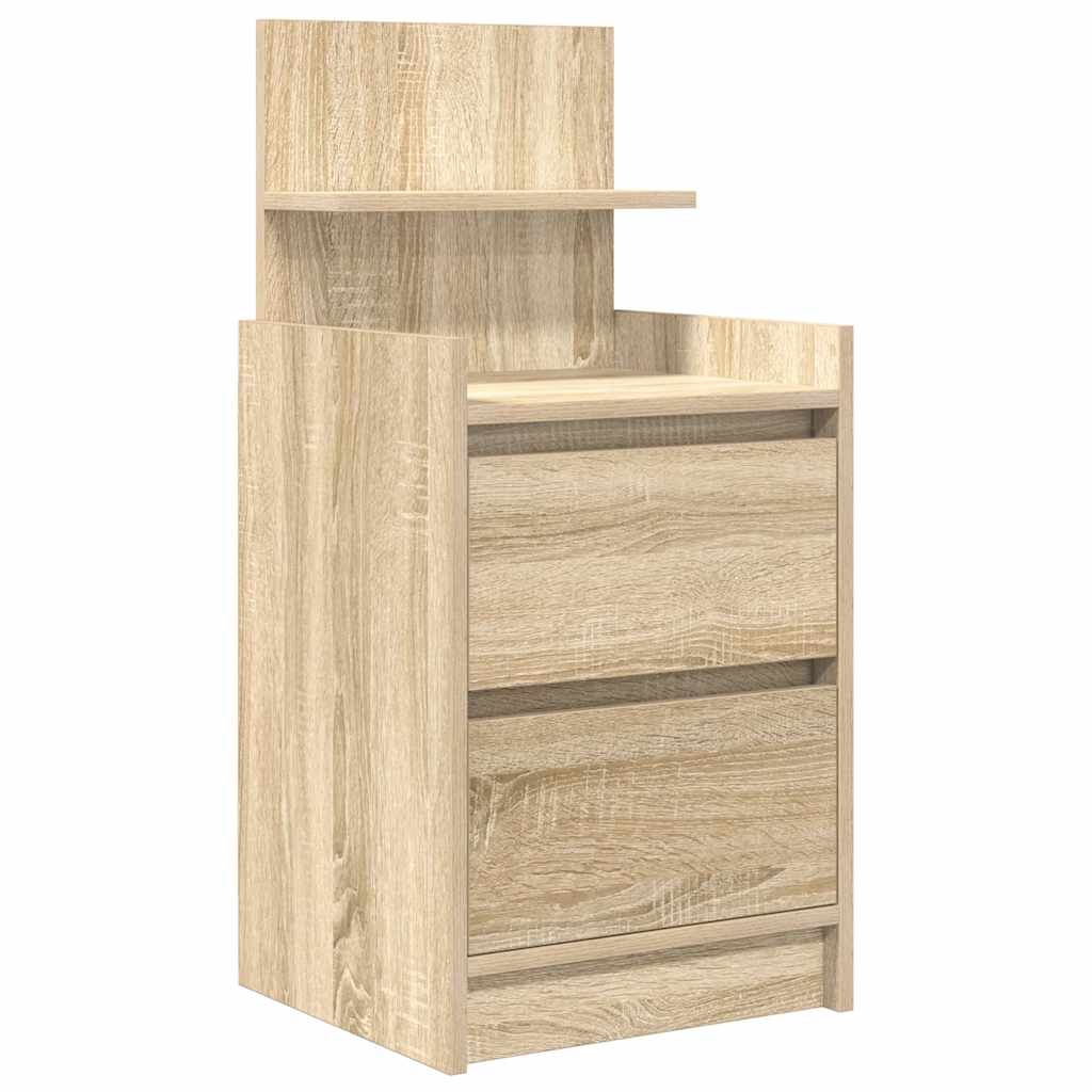 Sängbord med 2 lådor sonoma ek 38x34x80 cm