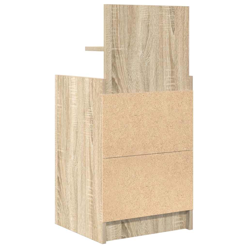 Sängbord med 2 lådor sonoma ek 38x34x80 cm