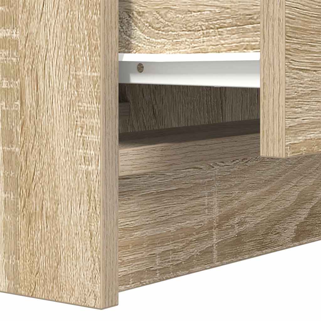 Sängbord med 2 lådor sonoma ek 38x34x80 cm