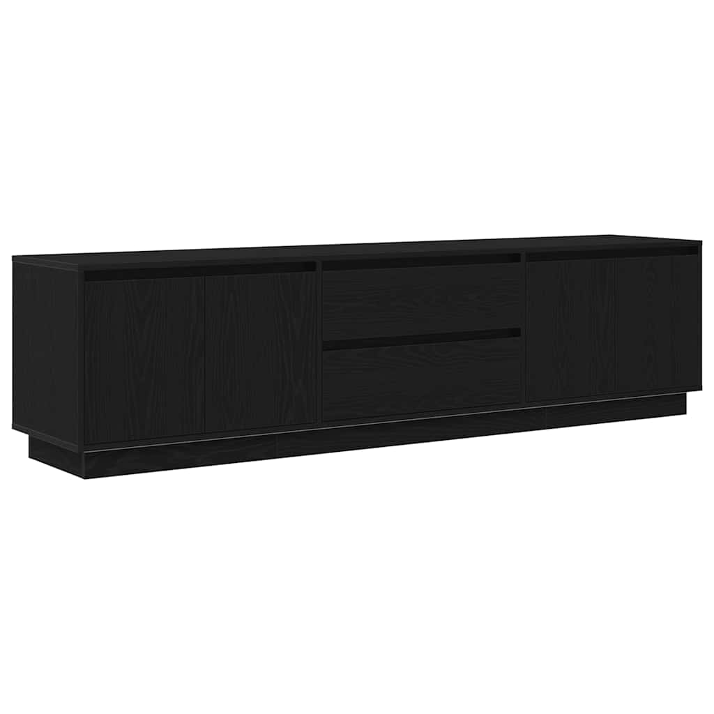 TV-bänk med LED-lampor svart ek 193,5x41x50 cm