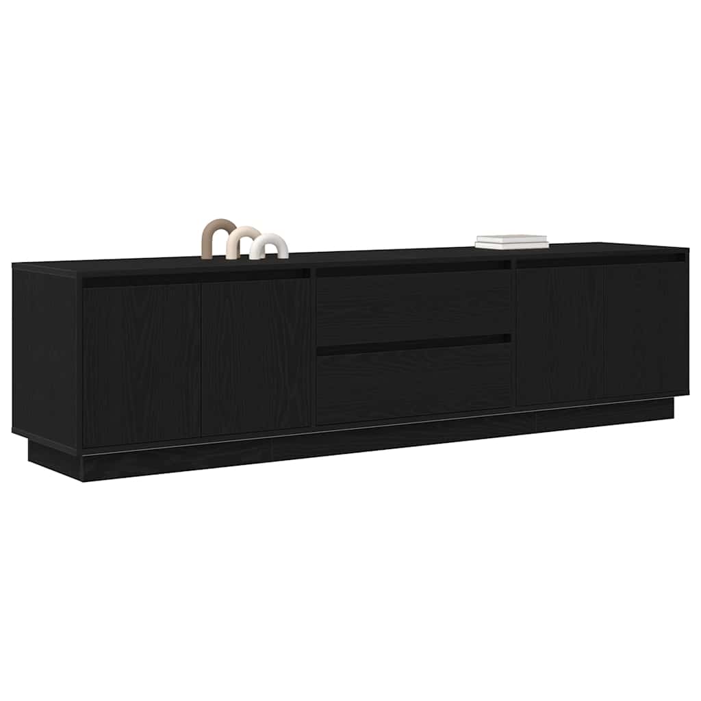 TV-bänk med LED-lampor svart ek 193,5x41x50 cm