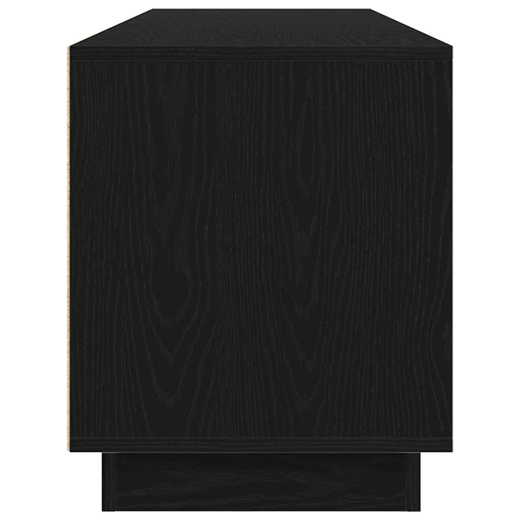 TV-bänk med LED-lampor svart ek 193,5x41x50 cm