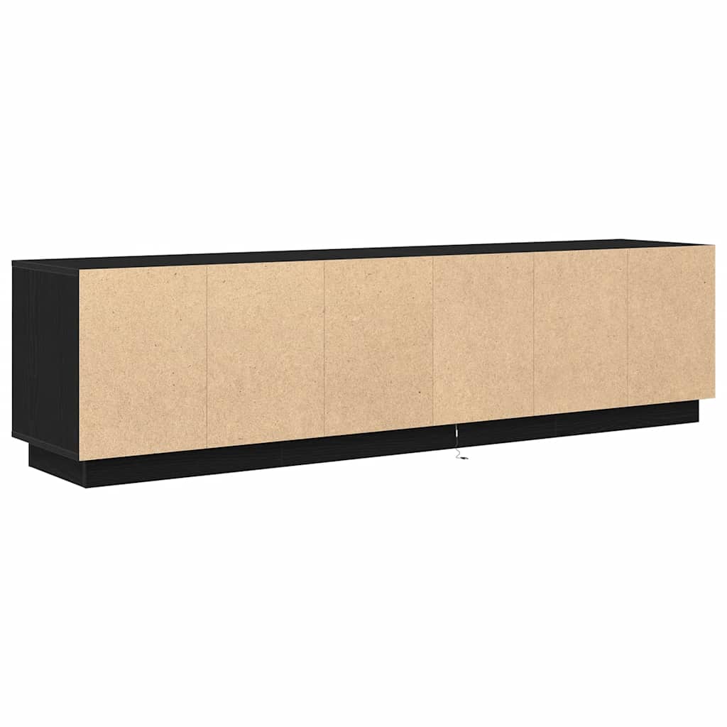 TV-bänk med LED-lampor svart ek 193,5x41x50 cm
