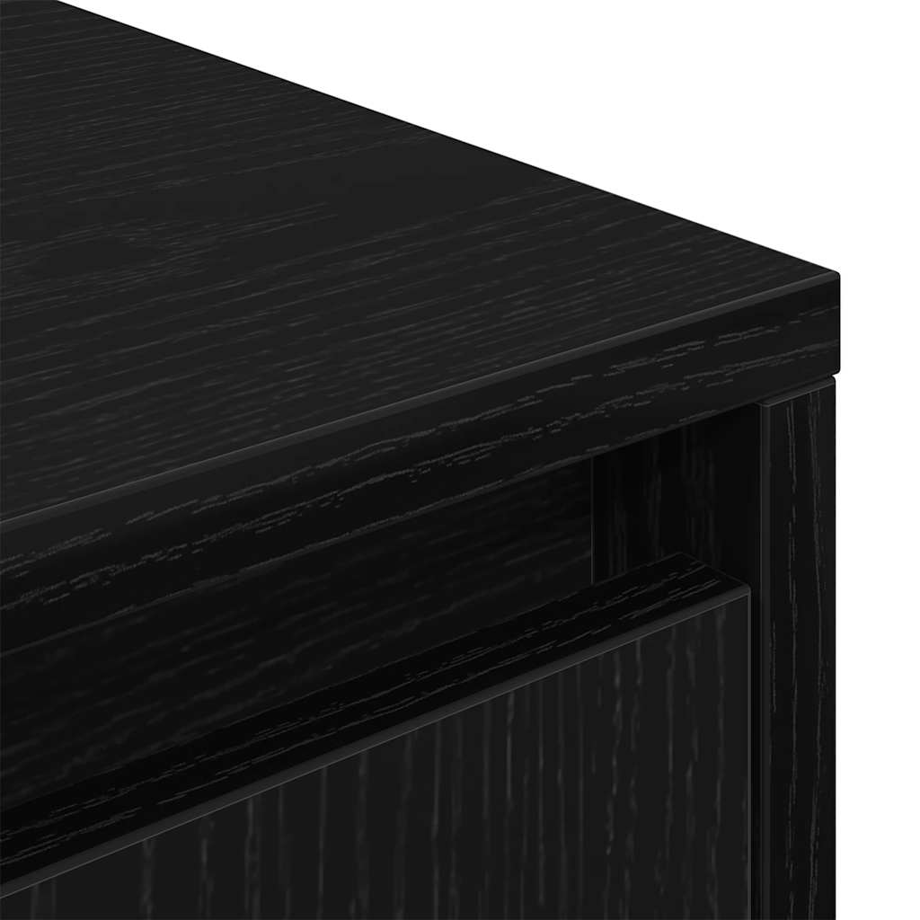 TV-bänk med LED-lampor svart ek 193,5x41x50 cm