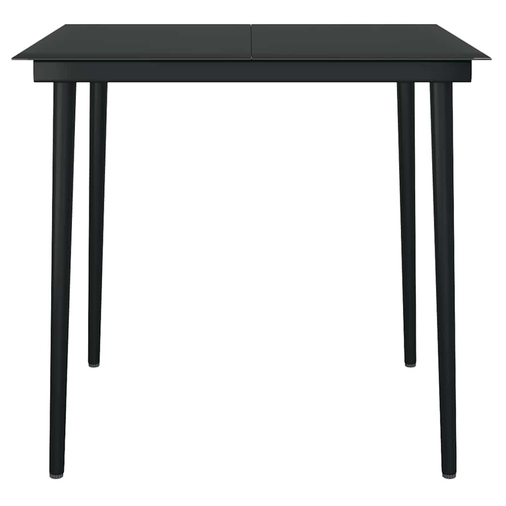 Matgrupp för trädgård med dynor 3 delar svart konstrotting&glas