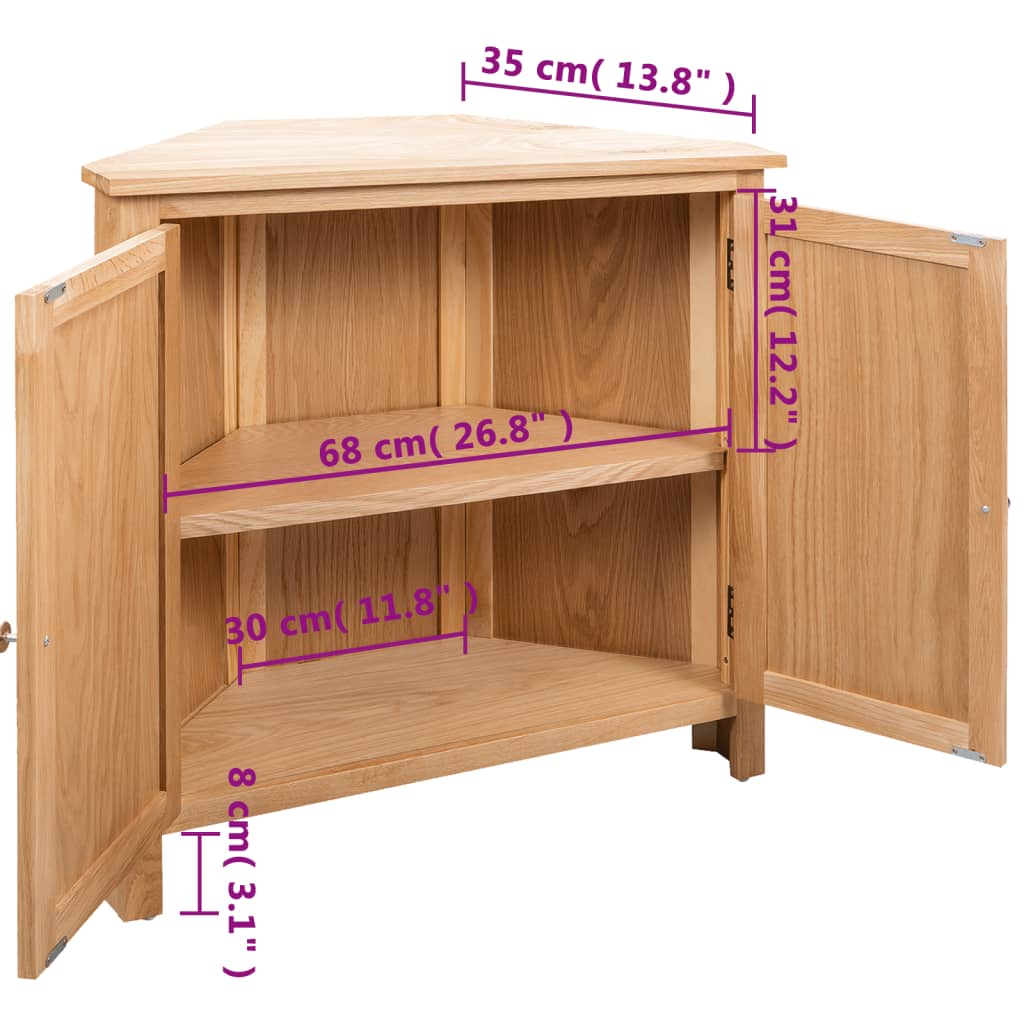 Hörnskåp 80x33,5x78 cm massiv ek