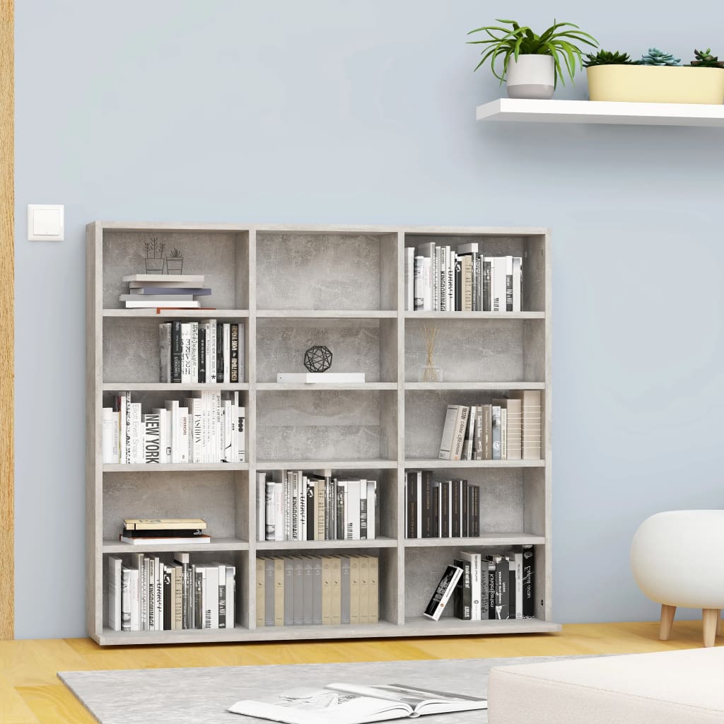 CD-hylla grå 100x23x89,5 cm konstruerat trä