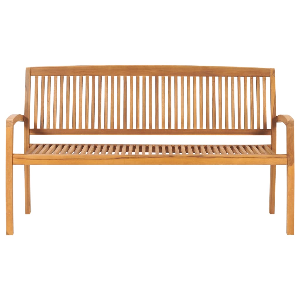 Stapelbar trädgårdsbänk med dyna 159 cm massiv teak