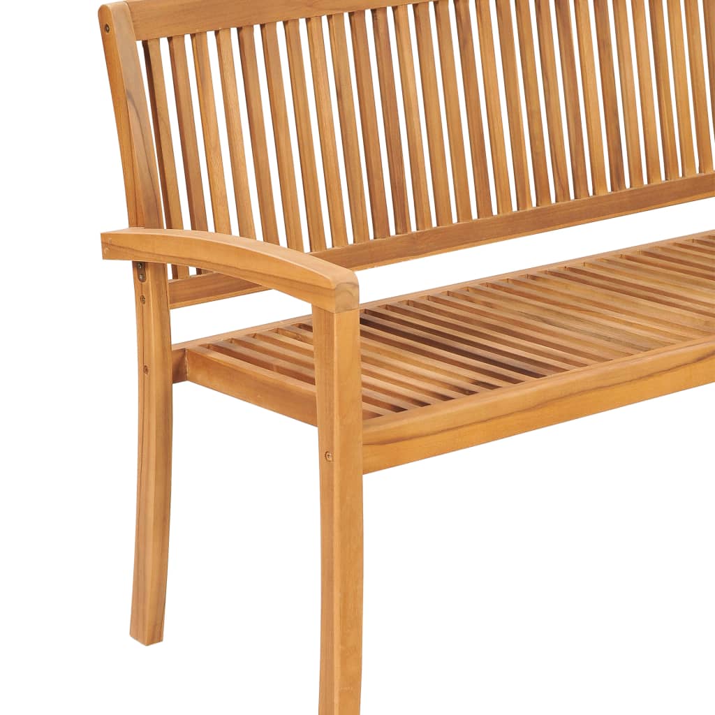 Stapelbar trädgårdsbänk med dyna 159 cm massiv teak