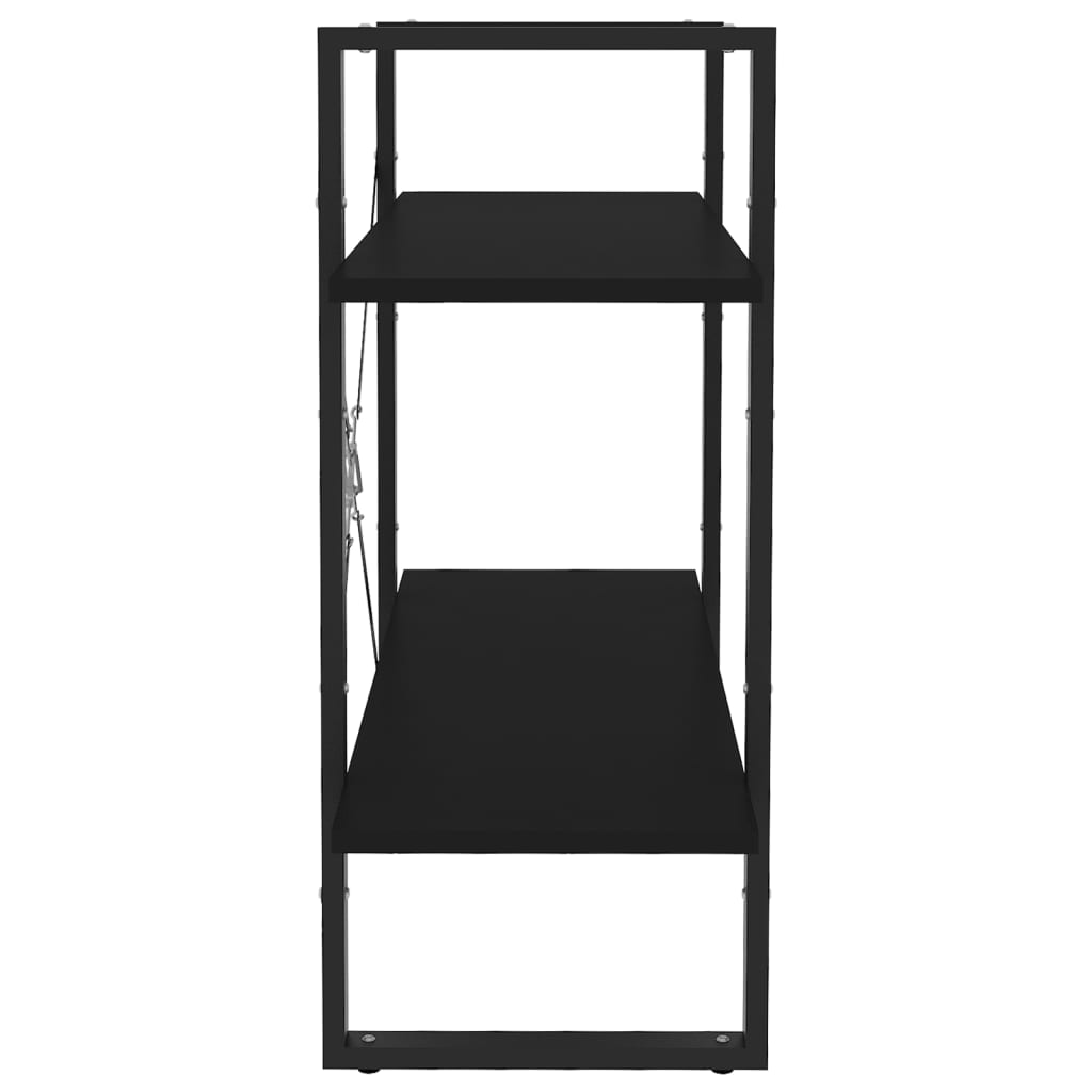 Bokhylla 2 hyllplan svart 80x30x70 cm konstruerat trä