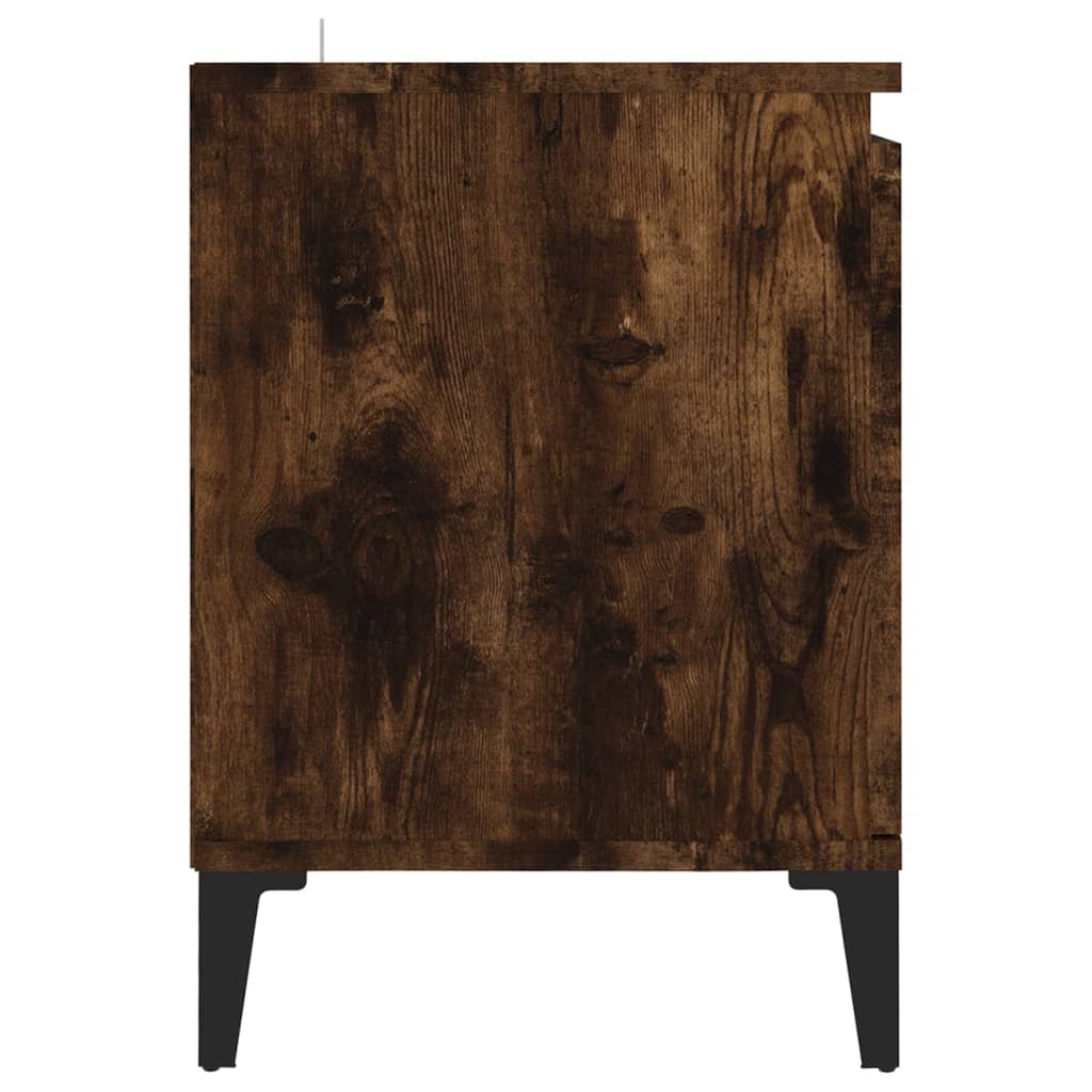 Tv-bänk med metallben rökfärgad ek 103,5x35x50 cm