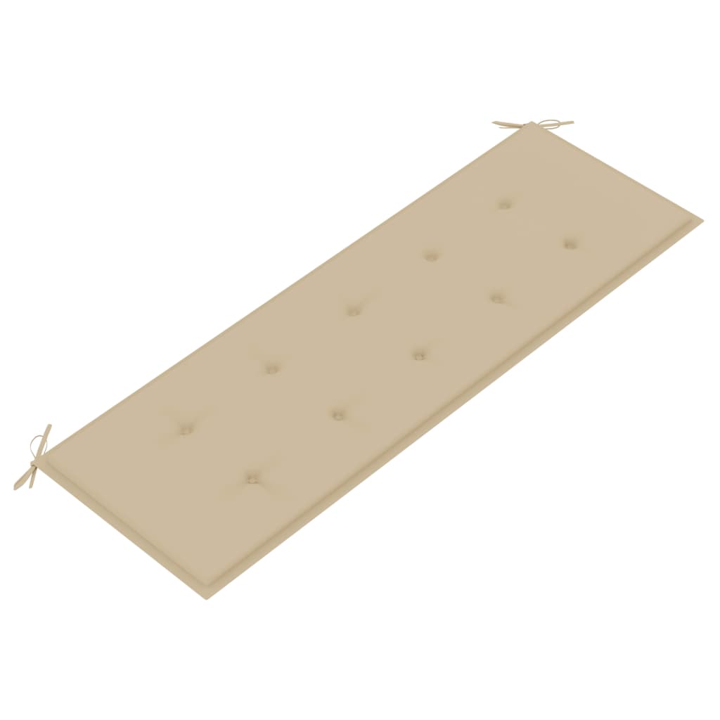 Bataviabänk med beige dyna 150 cm massiv teak