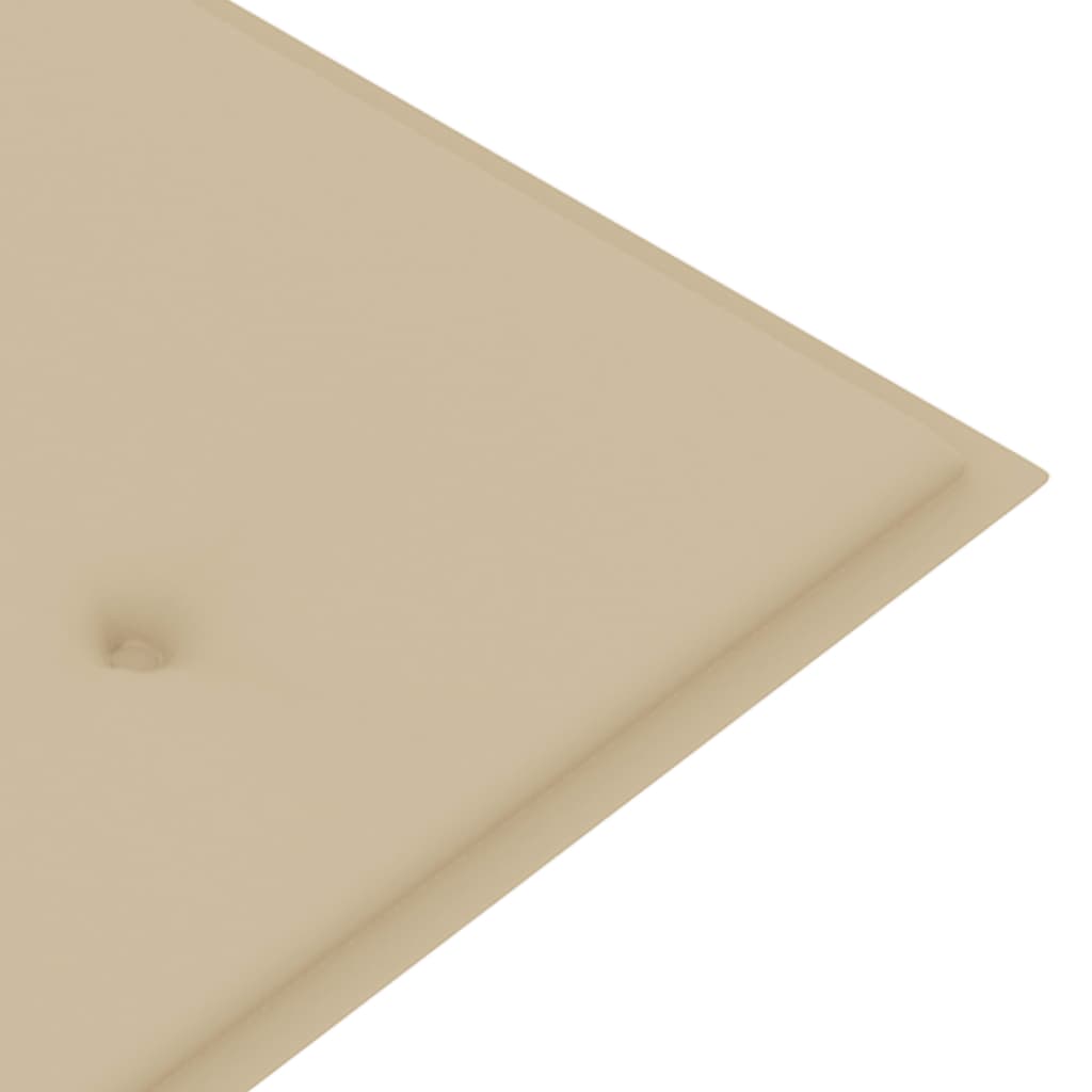 Bataviabänk med beige dyna 150 cm massiv teak