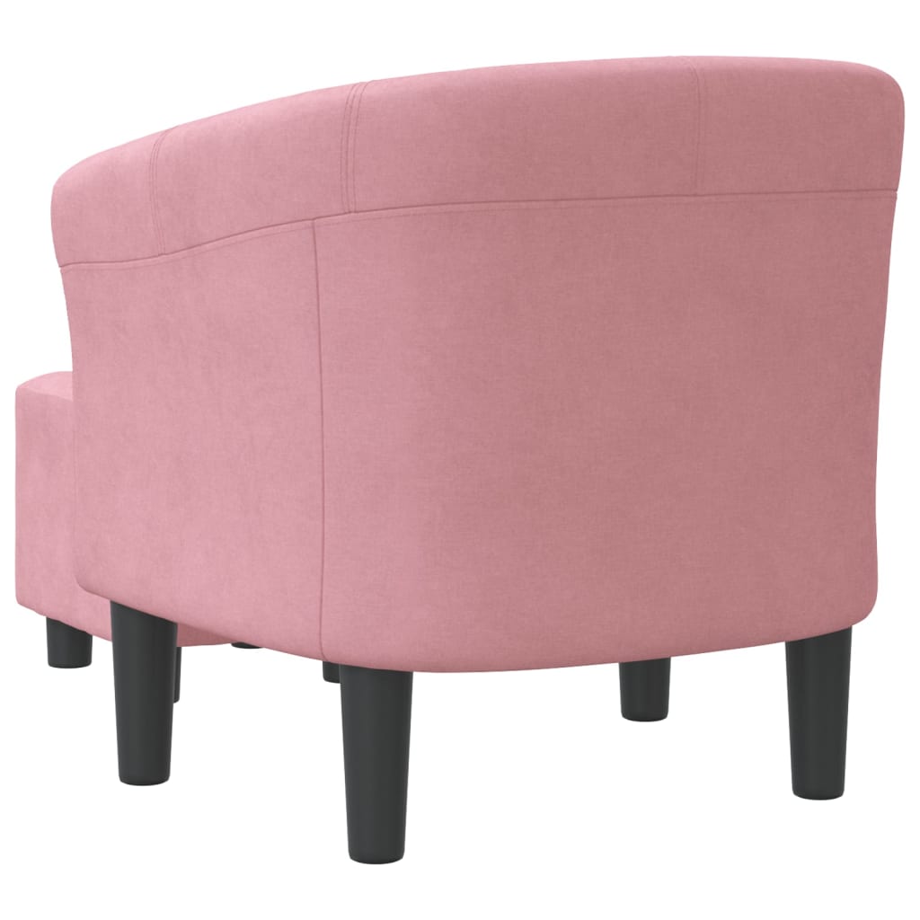 Fåtölj med fotpall rosa sammet