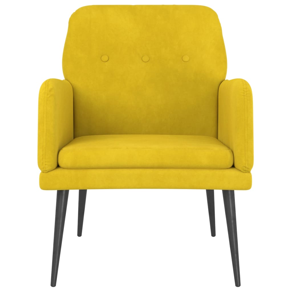 Fåtölj gul 62x79x79 cm sammet