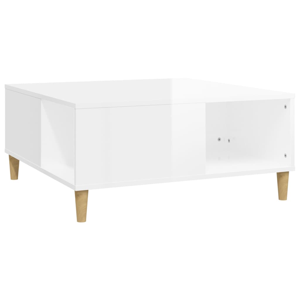 Soffbord vit högglans 80x80x36,5 cm konstruerat trä