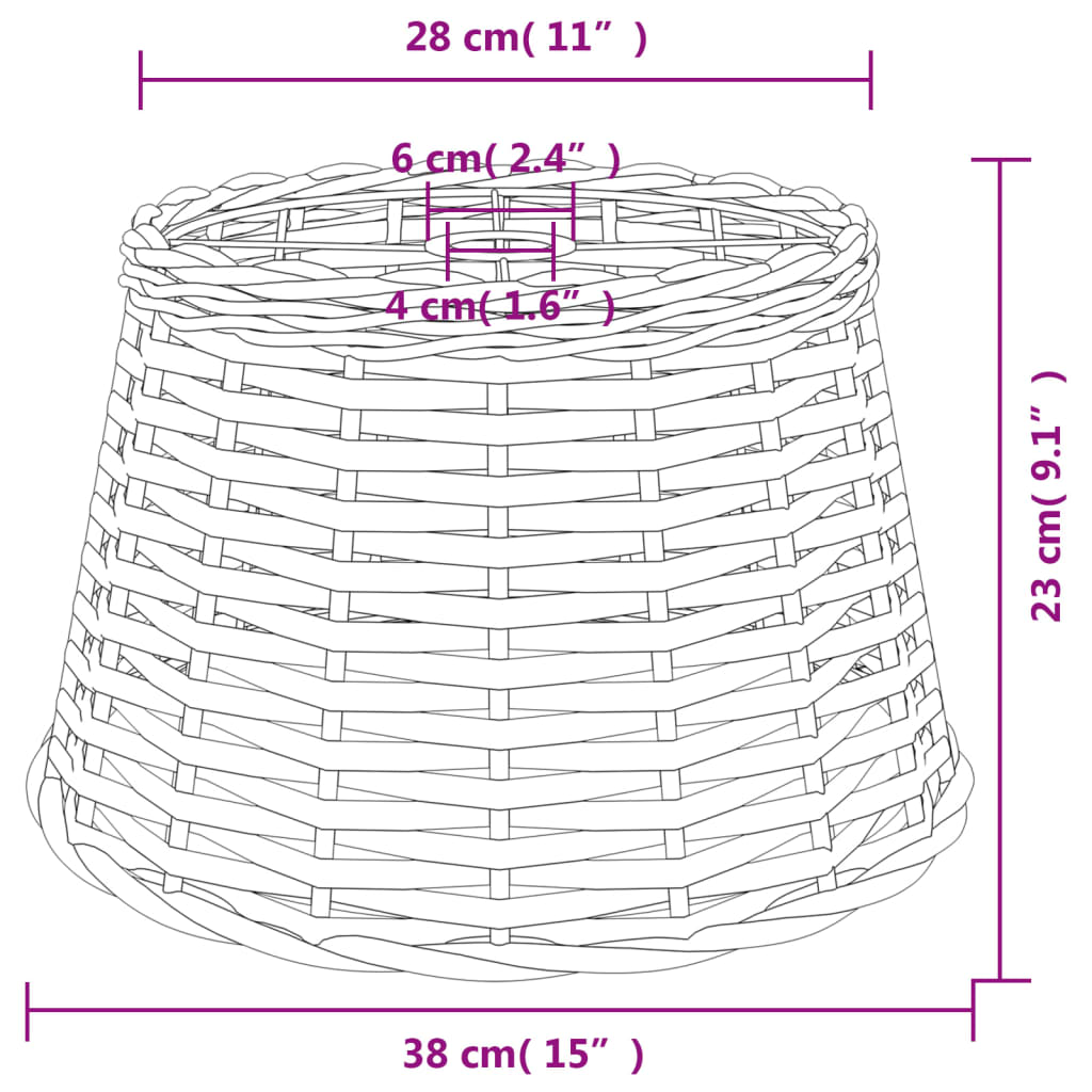 Taklampskärm brun Ø38x23 cm korgmaterial
