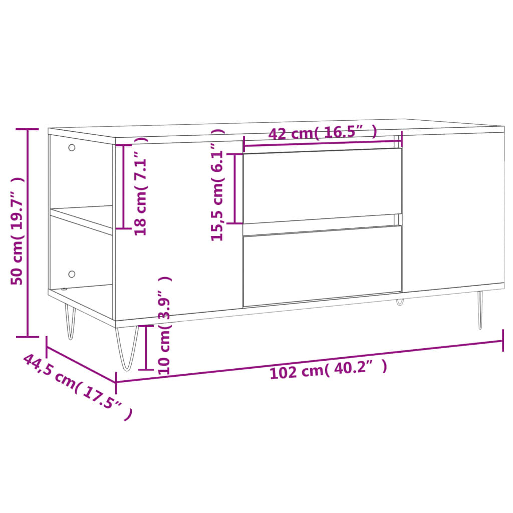 Soffbord svart 102x44,5x50 cm konstruerat trä