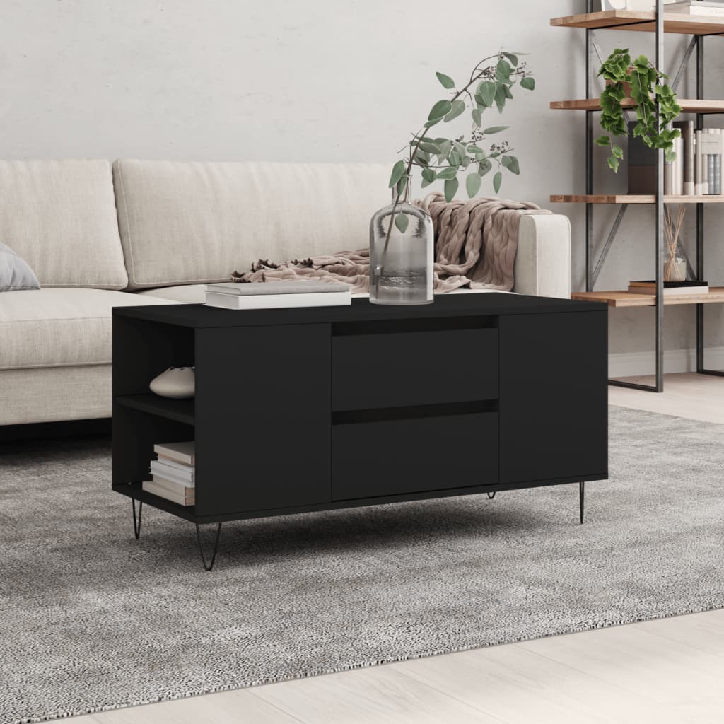 Soffbord svart 102x44,5x50 cm konstruerat trä