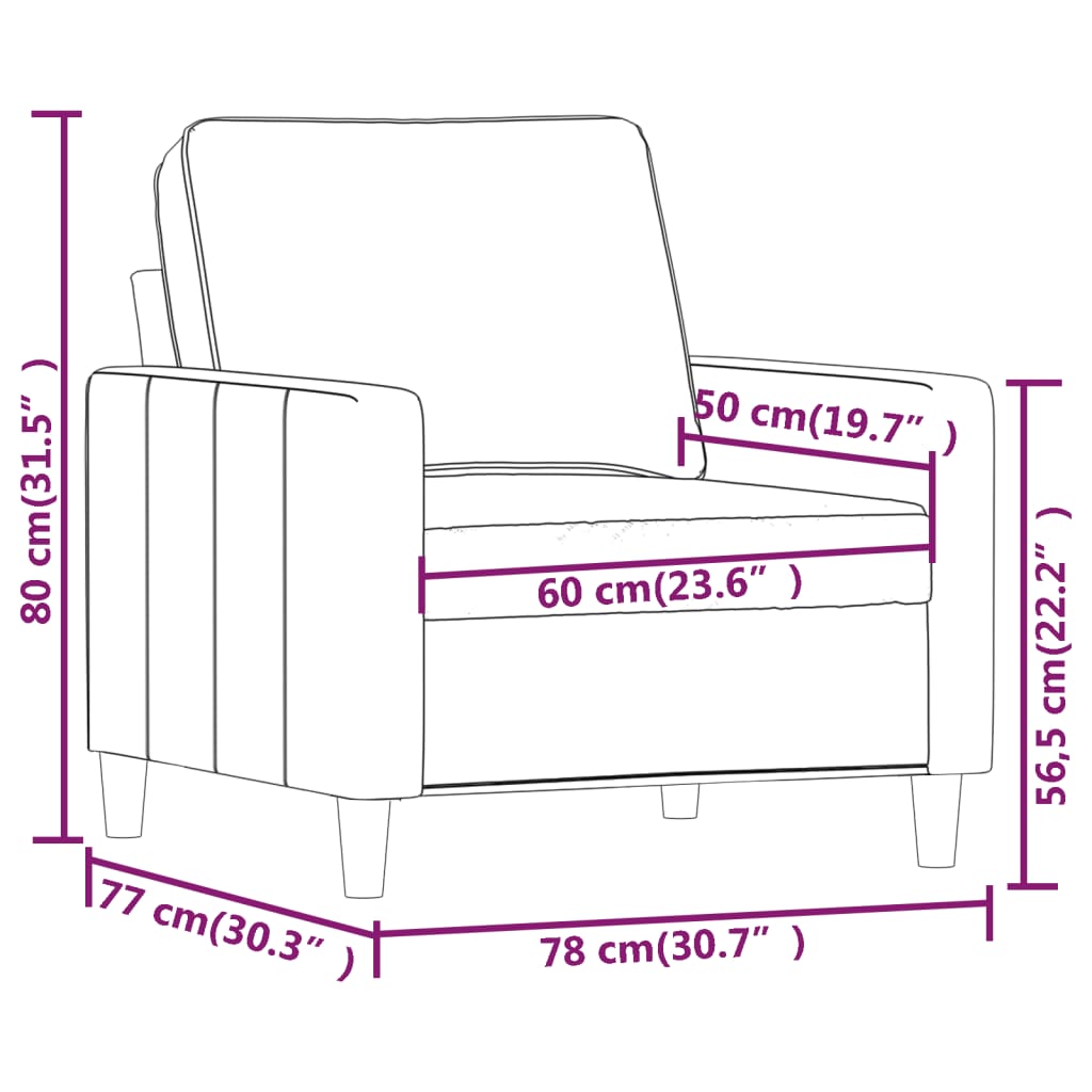 Fåtölj Rosa 60 cm sammet