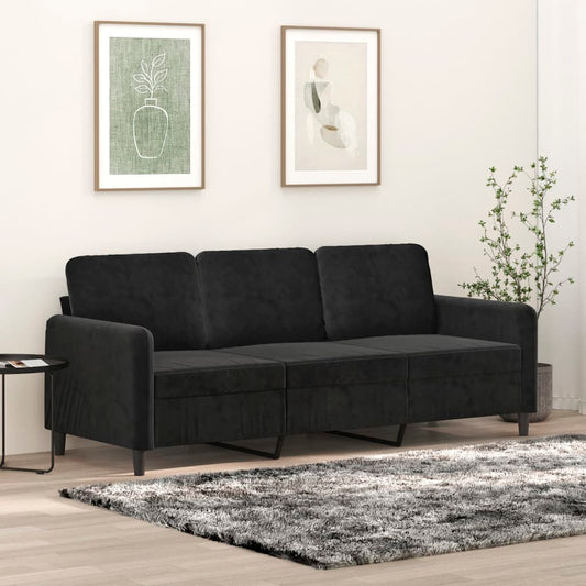 3-sitssoffa svart 180 cm sammet