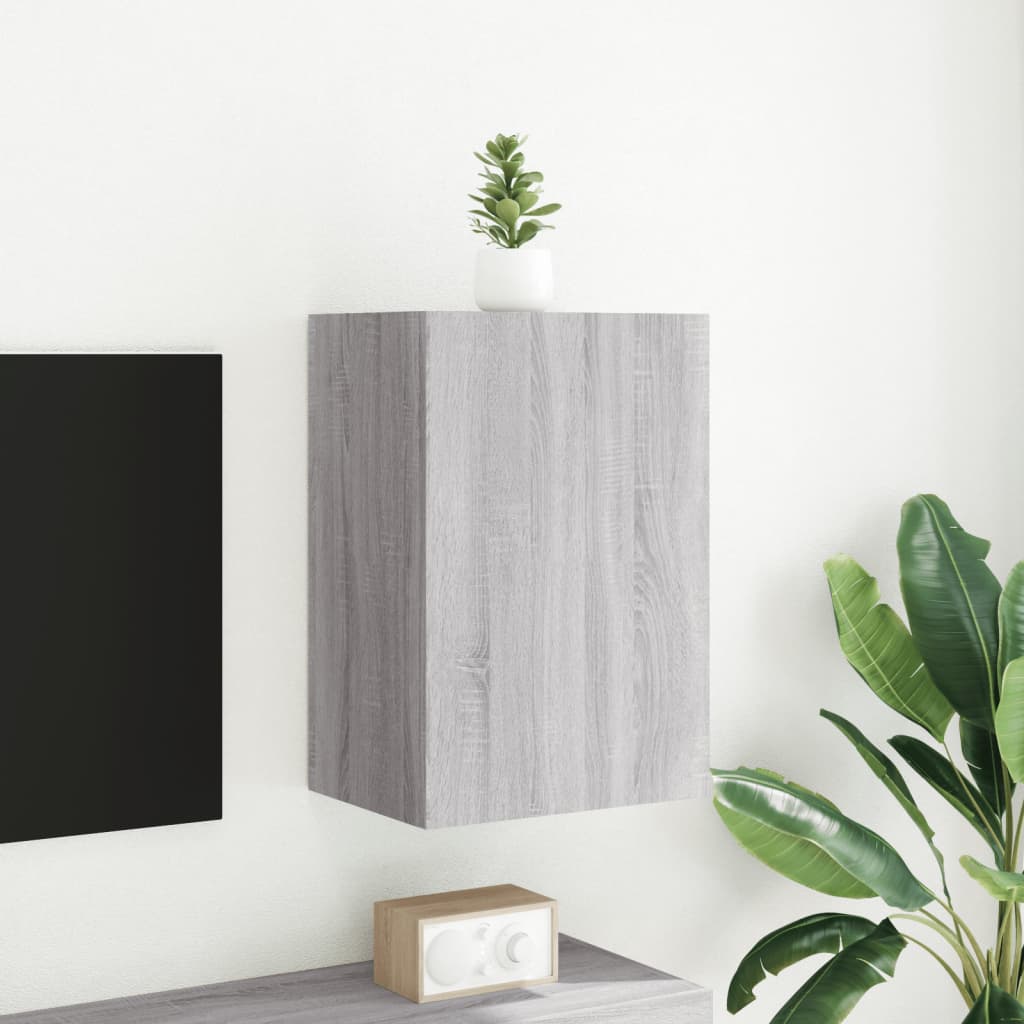 Väggmonterad tv-bänk grå sonoma 40,5x30x60 cm konstruerat trä