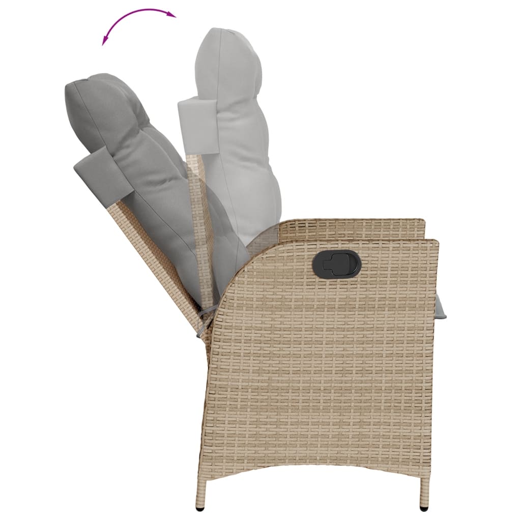 Matgrupp för trädgården med dynor 5 delar beige konstrotting