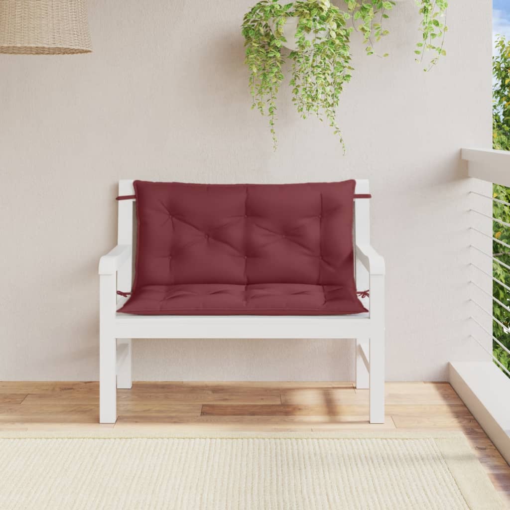 Bänkdyna 2 st melerad vinröd 100x50x7 cm tyg