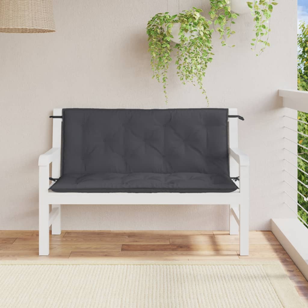 Bänkdynor 2 st melerad antracit 120x50x7 cm tyg