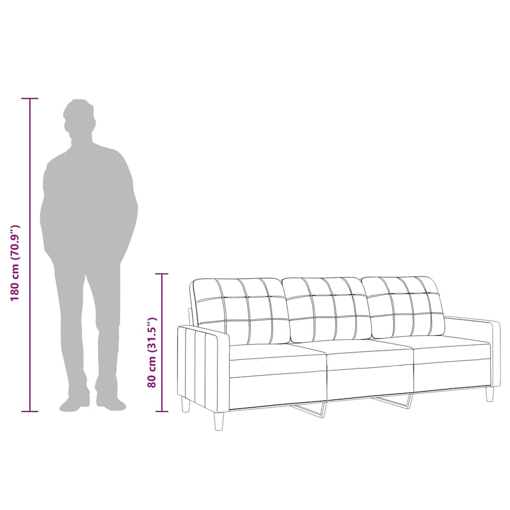 3-sitssoffa svart 210 cm tyg