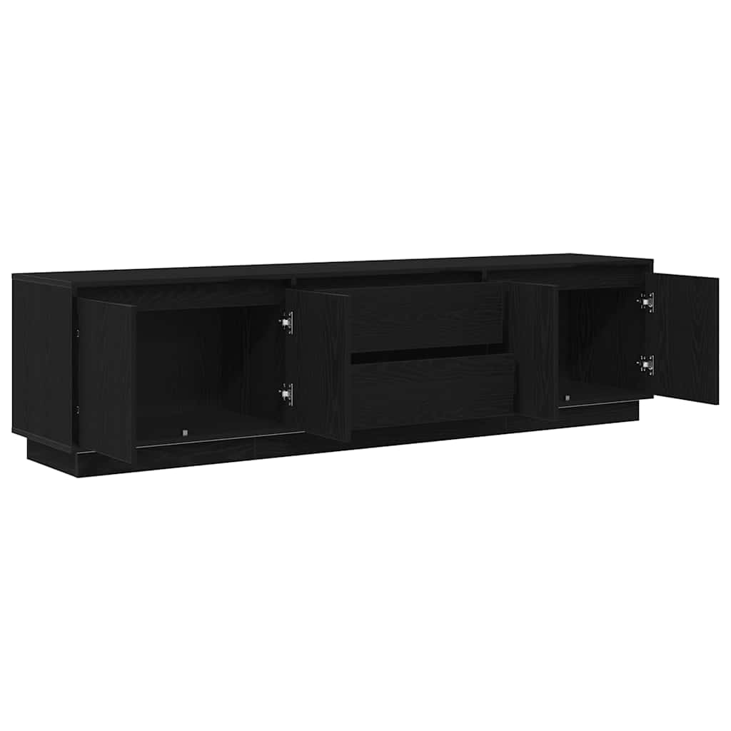TV-bänk med LED-lampor svart ek 193,5x41x50 cm