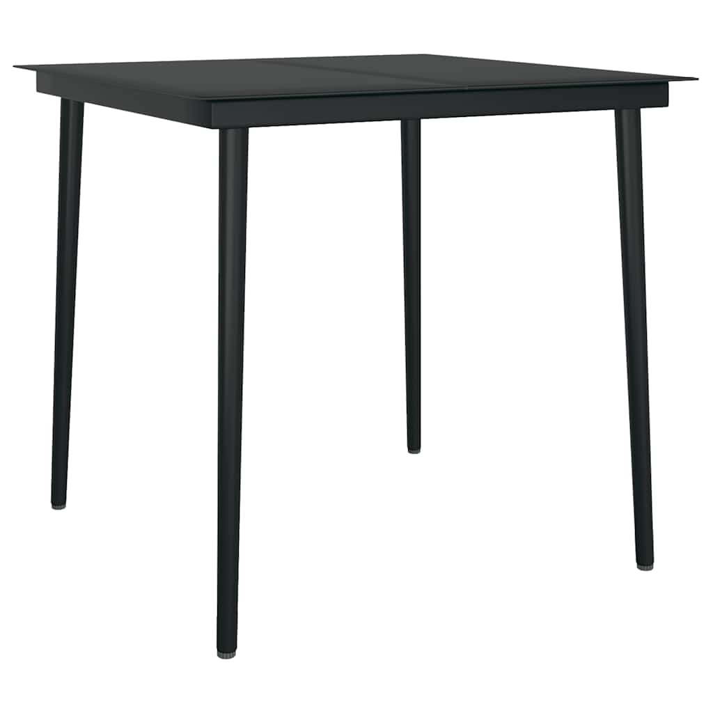 Matgrupp för trädgård med dynor 3 delar svart konstrotting&glas